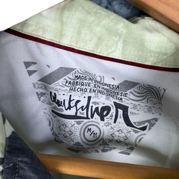 Vintage Quiksilver Hawaiian Shirt Ukiyo-e Japanese Print Green Black Men’s M - Picture 7 of 12